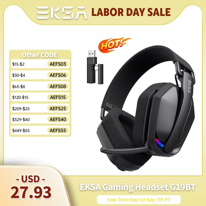 Gaming Headset Rgb - Беспроводные игровые наушники EKSA G19BT 2.4GHz