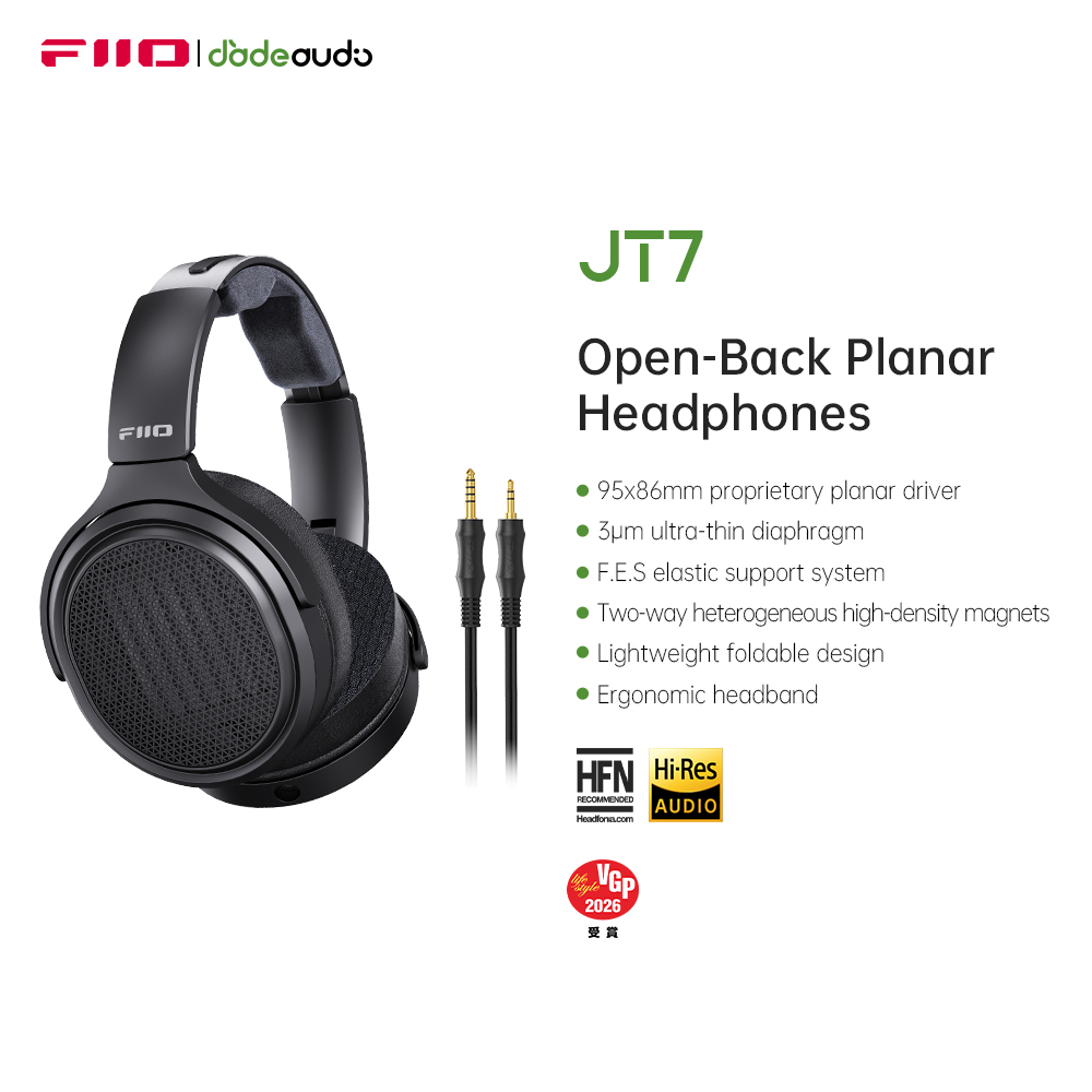Audiophile Headphone Wired - Наушники FiiO JT7 Over-Ear Planar Magnetic
